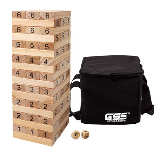 54-Piece Medium Tumbling Timbers,Wooden Blocks Stacking Floor Game Set for Kids- Build to Over 3ft