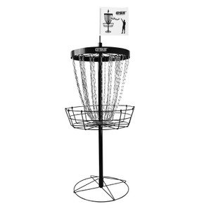Portable 24-Chain Disc Golf Targets Basket, Metal Flying Disc Golf Practice Basket(Deluxe-Black)