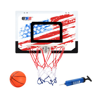 17.75" x 12" Over-The-Door Pro Basketball Hoop with Basketball & Pump, Mini Basketball Hoop Set(USA Flag)