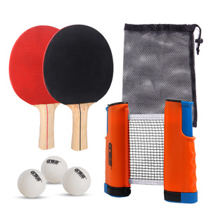 Complete Ping Pong Game Set with Retractable Ping Pong Net & Post, 2 Paddles & 3 Ping Pong Balls.（Orange）