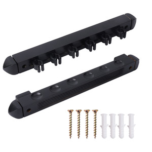 2-Piece Wood 6 Pool Cue Wall Mounted Rack-Black