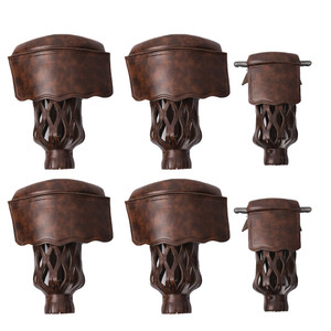 Set of 6 Leatherette Pool Table Replacement Pockets (Walnut - Smooth)