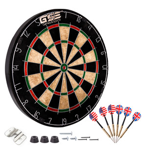 18" Professional Self-Healing Bristle Dart Board Games Set with Six 17 Grams Steel Tip Darts