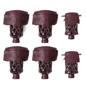 Set of 6 Leatherette Pool Table Replacement Pockets (Dark Cherry -Shield)