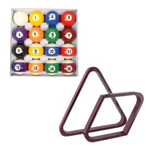 2-1/4" Professional Pool Balls Set with Pool Ball Racks Set-Mahogany