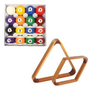 2-1/4" Professional Pool Balls Set with Pool Ball Racks Set-Oak