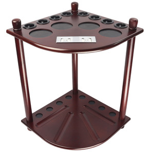 Wooden 8 Pool Cue Corner Style Rack-Mahogany