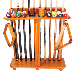 Wooden 10 Pool Cue Floor Stand Rack-Oak