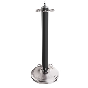 Metal 6 Pool Cue Floor Stand Rack-Matte Black & Brushed Nickel