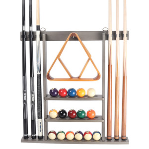 Woodwn 6 Pool Cue Wall Mounted Rack-Silver Mist