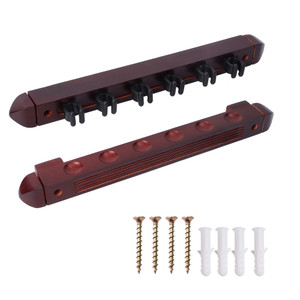 2-Piece Wood 6 Pool Cue Wall Mounted Rack-Mahogany