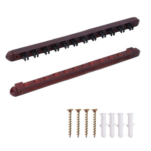 2-Piece Wood 12 Pool Cue Wall Mounted Rack-Mahogany