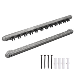 2-Piece Wood 12 Pool Cue Wall Mounted Rack-Brushed Grey