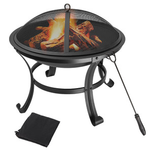 22" Fire Pit for Wood Burning, Portable Fire Pit for Patio, Backyard, Camping, Beach