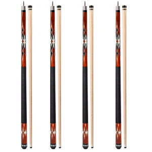 Set of 4 58" Canadian Maple Hardwood Billiard Pool Cue Sticks-Brown
