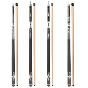 Set of 4 58" Canadian Maple Hardwood Billiard Pool Cue Sticks-Grey