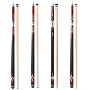 Set of 4 58" Canadian Maple Hardwood Billiard Pool Cue Sticks-Red