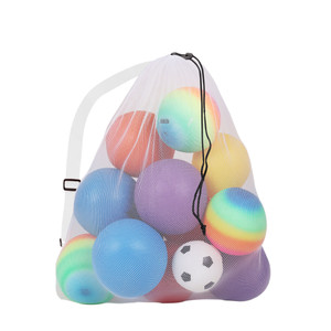 30" x 40" Extra-Large Mesh Sports Ball Drawstring Bag with Adjustable Shoulder Strap(White)