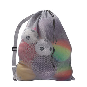 30" x 40" Extra-Large Mesh Sports Ball Drawstring Bag with Adjustable Shoulder Strap(Grey)