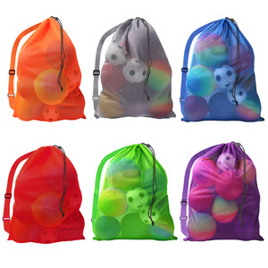 30" x 40" Extra-Large Mesh Sports Ball Drawstring Bag with Adjustable Shoulder Strap(Multi-color,6-Pack)