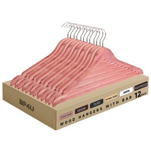 Wooden Hangers with Pants Bar for Jackets, Coats, Suits, and Shirts (Cedar Wood)