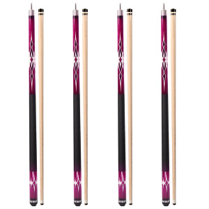Set of 4 Purple Canadian Maple Hardwood Billiard Pool Cue Sticks