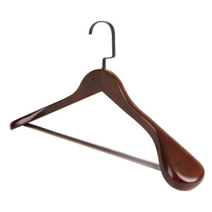 Wooden Suit Hangers with Non Slip Pants Bar, 12-Pack Wood Extra-Wide Shoulder Hangers (Walnut)