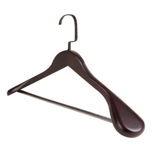 Wooden Suit Hangers with Non Slip Pants Bar, 12-Pack Wood Extra-Wide Shoulder Hangers (Dark Cherry)