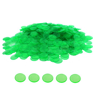3/4-inch Plastic Transparent Bingo Chips for Bingo Game Party (Green)