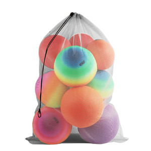24"x36" Large Mesh Sports Ball Drawstring Bag for Gym Training, Football, Basketball, Swimming(Grey)