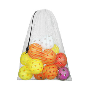 18"x12" Mesh Drawstring Net Bag, Sports Equipment Storage Bag for Gym Gear, Clothes...(White)