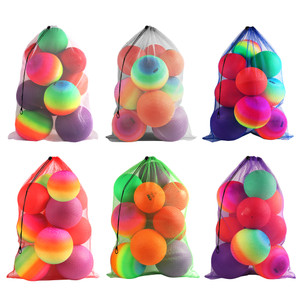 24"x36" Large Mesh Sports Ball Drawstring Bag for Gym Training, Football, Basketball, Swimming(Multicolor 6-Pack)