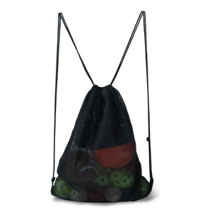 19"x15" Mesh Drawstring Backpack Bag for Sports Gym Gear, Backpacking, Camping Gear, Travel(Black)