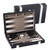 Travel Size Leather Backgammon Game Set (Black & Grey)