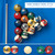 2-1/4" Dark Marbelite Swirl Style Pool Balls Set