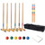 Six Player Croquet Set with Deluxe Wooden Mallets,Colored Balls, Sturdy Carrying Bag for Adults & Kids