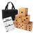3.5-Inch Premium Oak Giant Yard Dice Set with Carrying Bag and Yardzee & Farkle Scorecard.