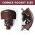Set of 6 Leatherette Pool Table Replacement Pockets (Walnut - Diamond)