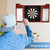 Dartboard Cabinet with Sisal/Bristle Dartboard, Dart Scoreboard, and 6 Steel Tip Darts(Mahogany)