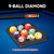 Deluxe 9-Ball Diamond Solid Wood Billiard Pool Ball Racks (Black)