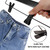 14" Wood Pants Hangers with Adjustable Anti-Slip Clips for Skirt, Slacks, Trousers, Jeans (Black)