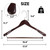 Wide Shoulder Wooden Hangers, Non-Slip Suit Hangers with Locking Bar for Suits, Jackets (Dark Cherry)