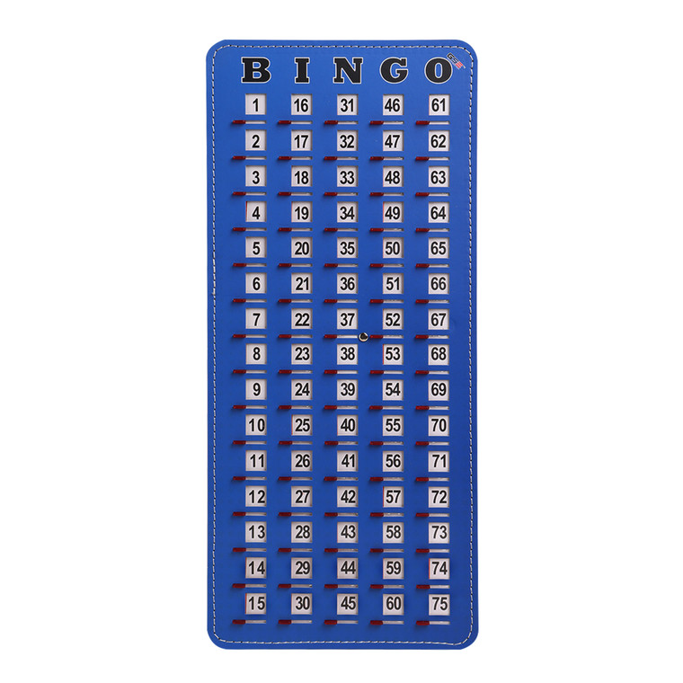 Blue Finger-Tip Bingo Master Card with Sliding Windows, Bingo Cardboard Calling Board