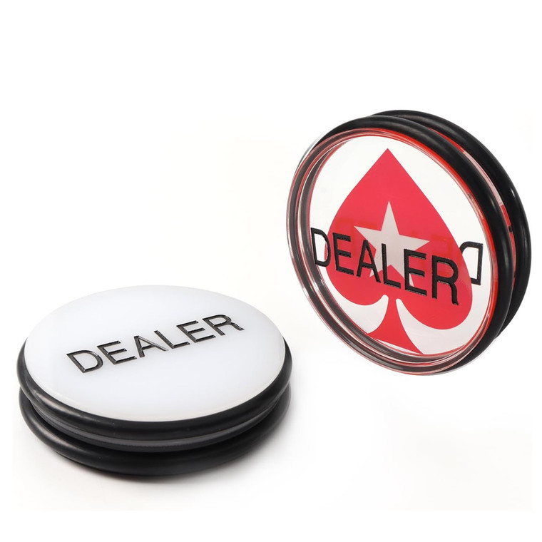 3" Double-Sided Casino Grade Acrylic Poker Dealer Puck Button (Black with White & Clear Acrylic)