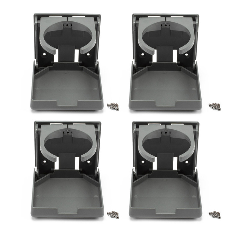 Adjustable Plastic Folding Drink Cup Holder - Grey - 4-Pack