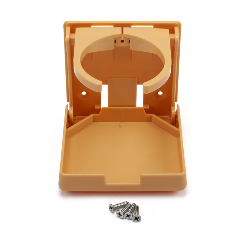 Adjustable Plastic Folding Drink Cup Holder - Khaki - 1-Pack