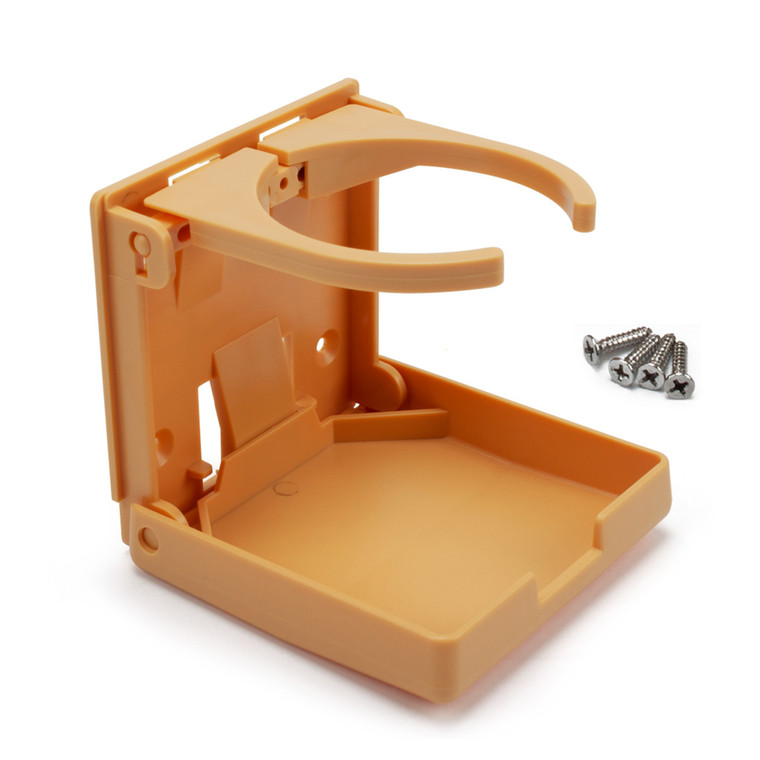 Adjustable Plastic Folding Drink Cup Holder - Khaki