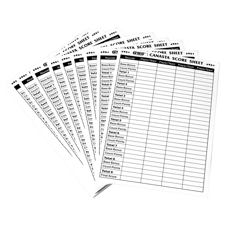 100-Pack  Canasta Score Sheets