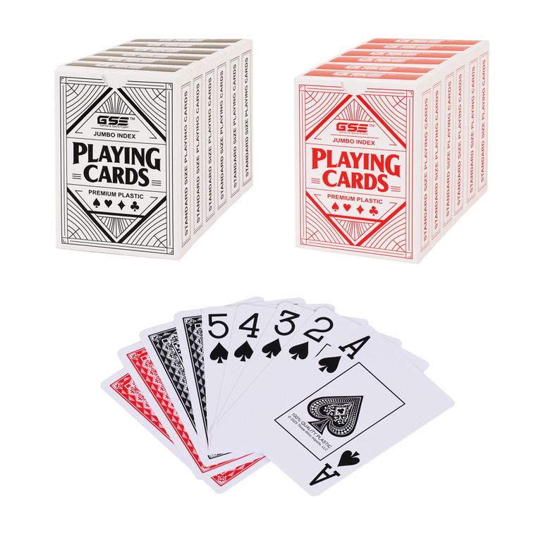 12-Deck Poker Size Plastic Playing Cards (Jumbo Index)