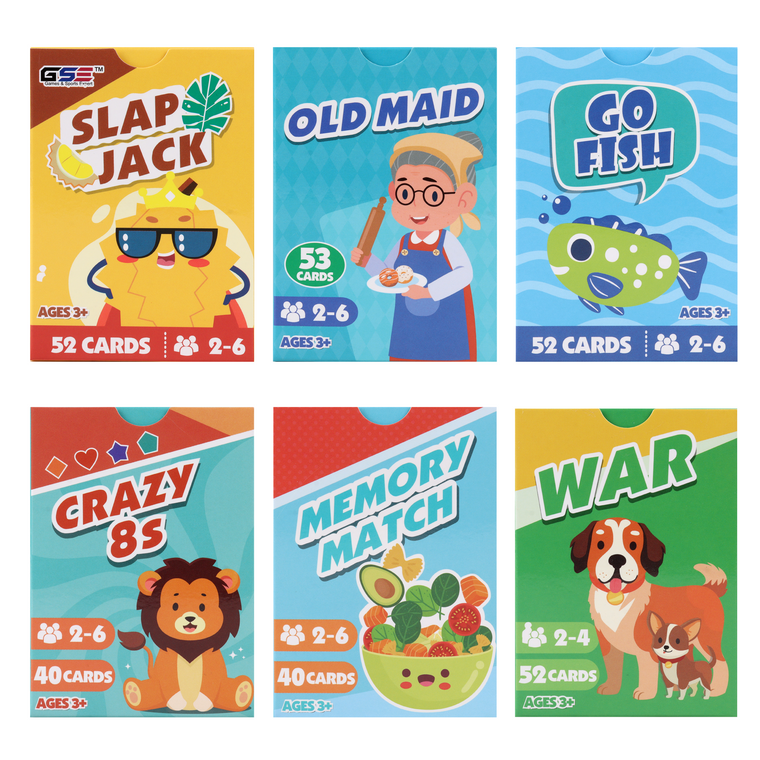 6-in-1 Classic Card Game Set for Kids (Poker Size)